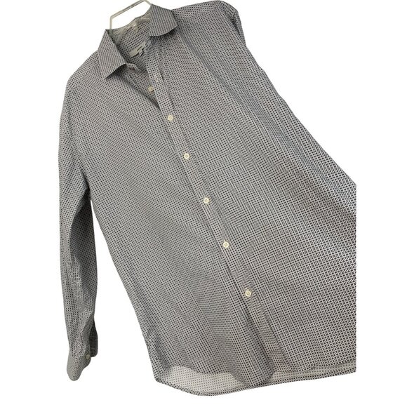 Diesel Mens XL Micro Floral Button-Up Long Sleeve Shirt 100% Cotton White & Blac - Picture 1 of 8